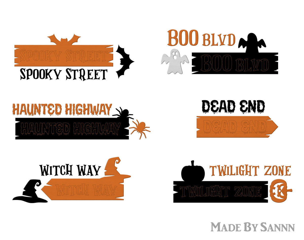 Halloween Street Signs Svg, Halloween Sign Svg, Halloween Decor Svg, Wood Street Signs, Road Sign, Halloween Glowforge Svg, Spooky Street