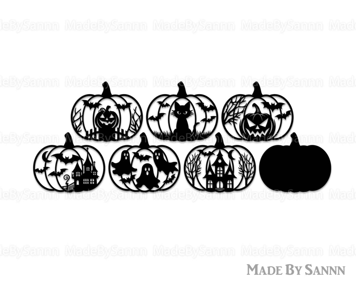 Halloween Pumpkin Bundle Svg, Pumpkins svg, Halloween Decor svg, Pumpkin Laser Cut Files, Halloween svg, Spooky Glowforge Svg, Black Cat Svg
