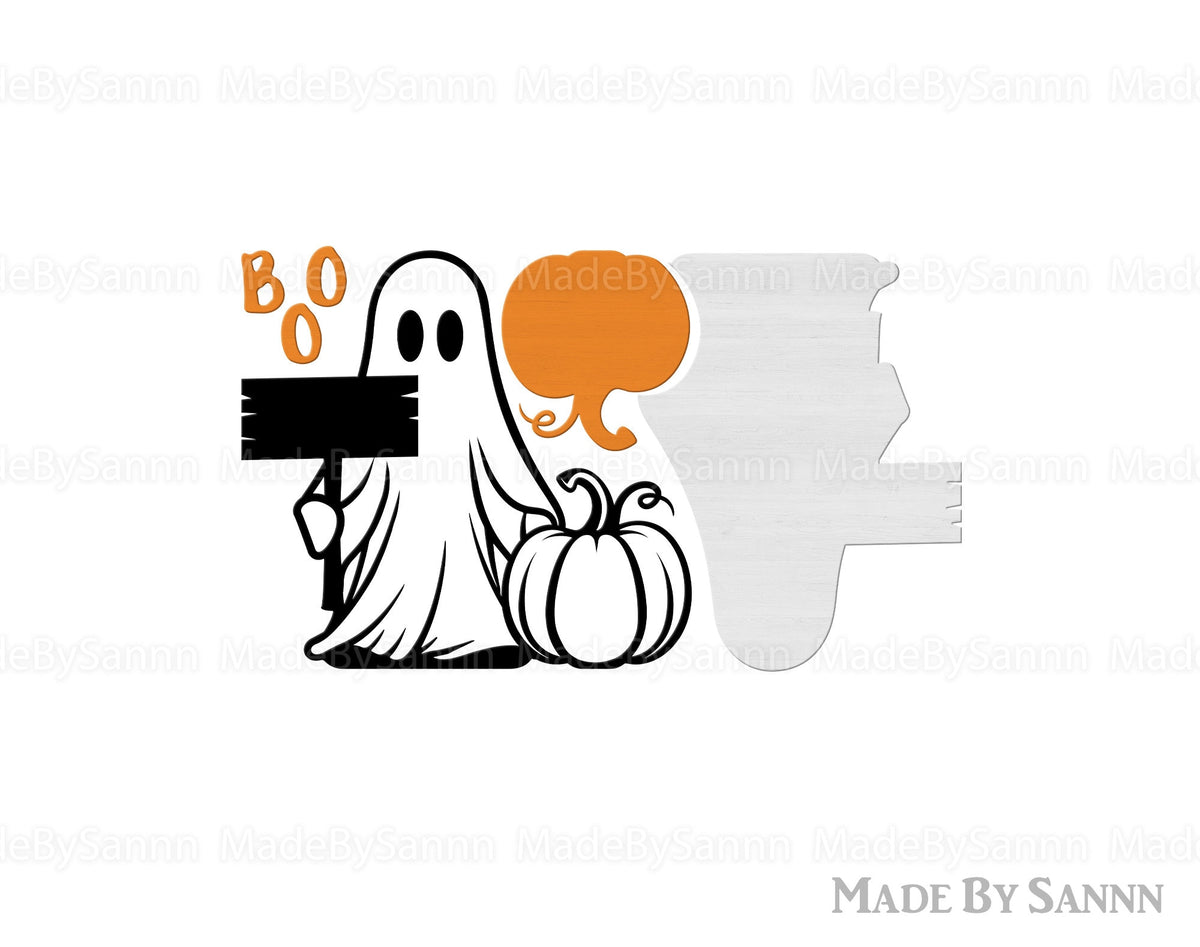 Cute Ghost with Pumpkin SVG, Ghost Decor Svg, Halloween svg, Halloween Laser Cut Files, Pumpkin svg, Glowforge Svg, Halloween Decor, Boo Svg