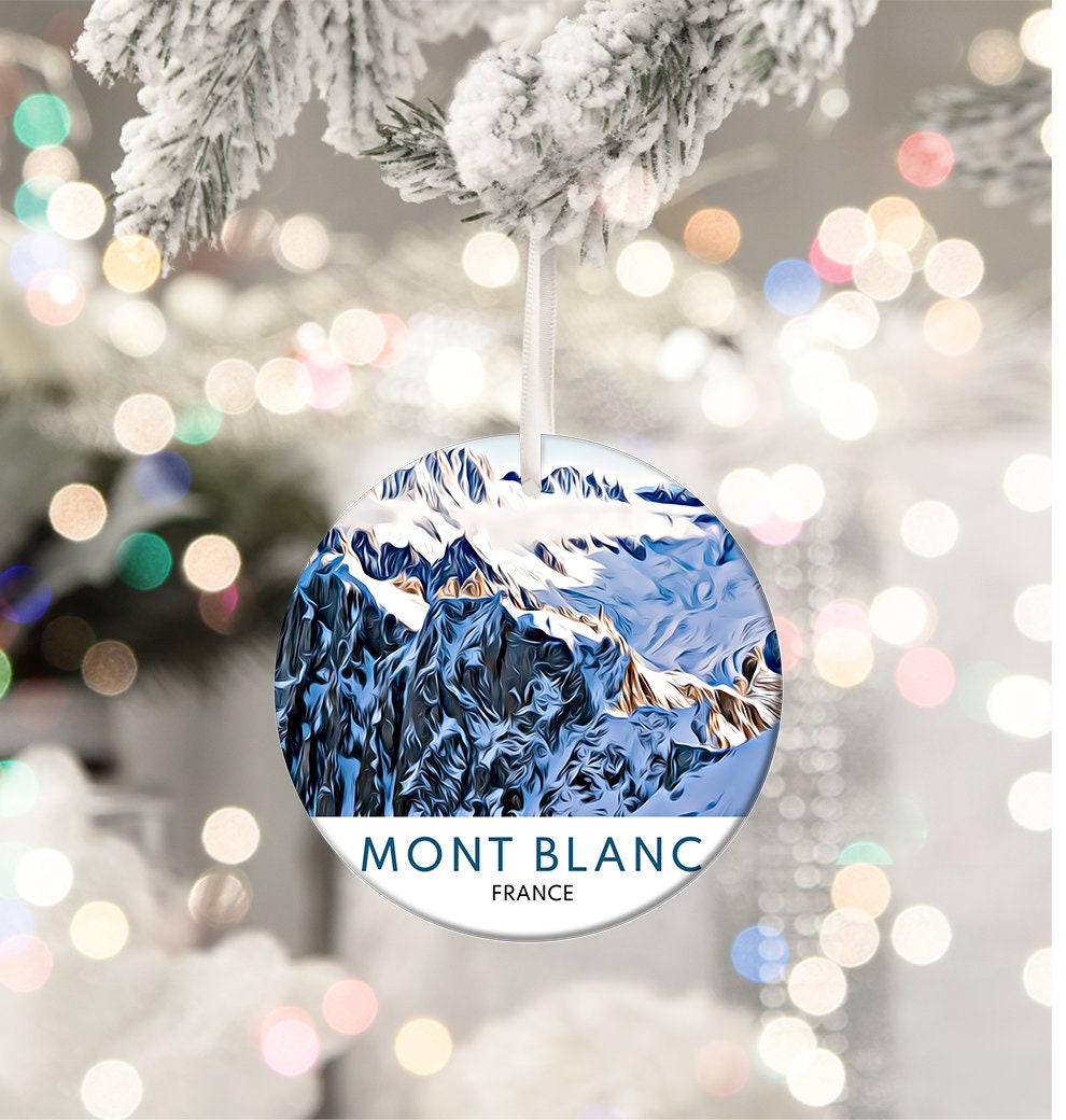 Mont Blanc Christmas Ornament, Alpine Travel Souvenir, Holiday Gift