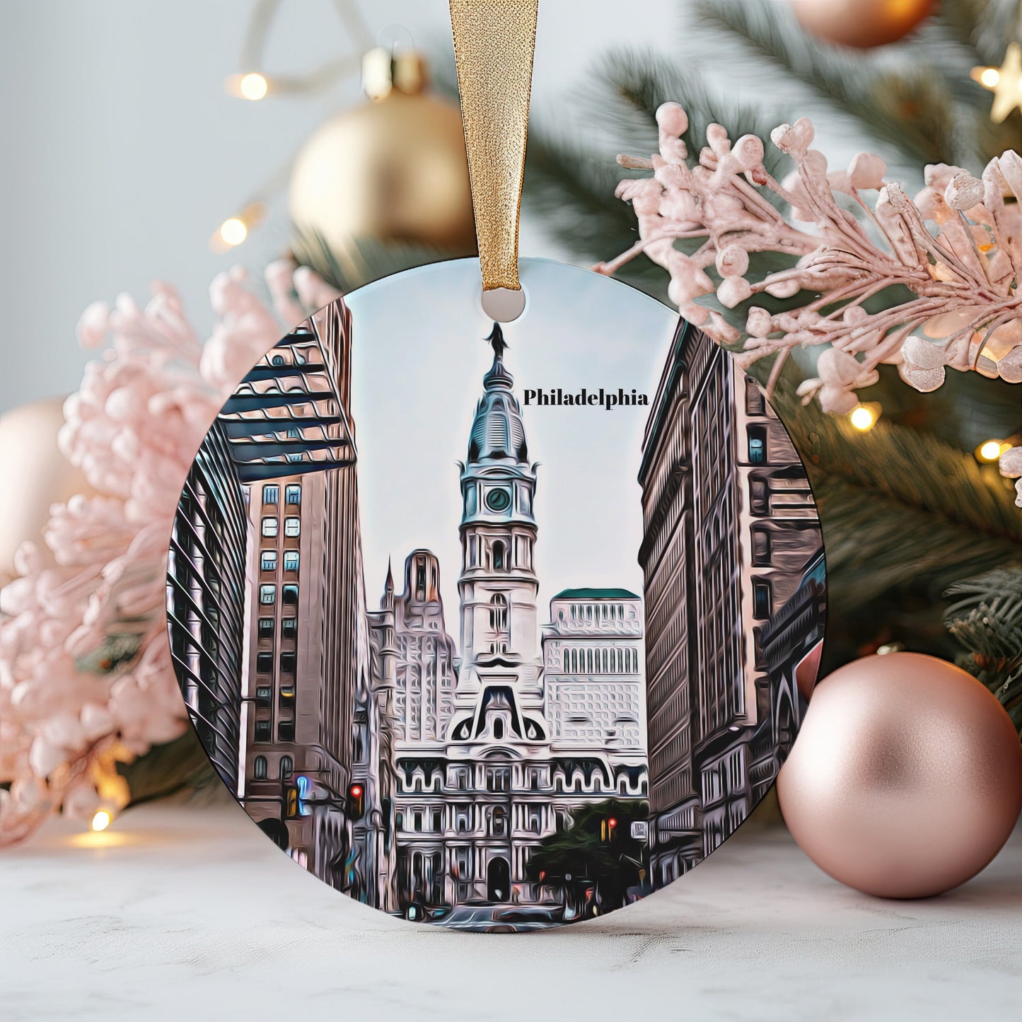 Philadelphia Christmas Ornament, Christmas Gift, Philadelphia Gift, Philadelphia Travel, Christmas Decor, Philadelphia Souvenir, Travel Gift