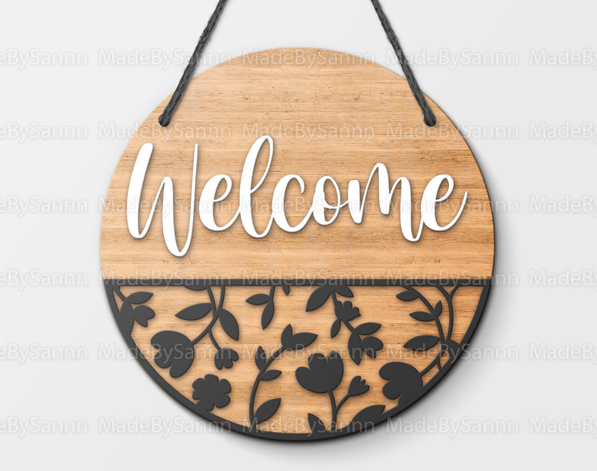 Patterned Door Hanger Svg, Door Hanger Bundle Svg, Welcome Sign SVG, SVG Template Bundle, Glowforge File, Vector File, Wood Cutting dxf, eps