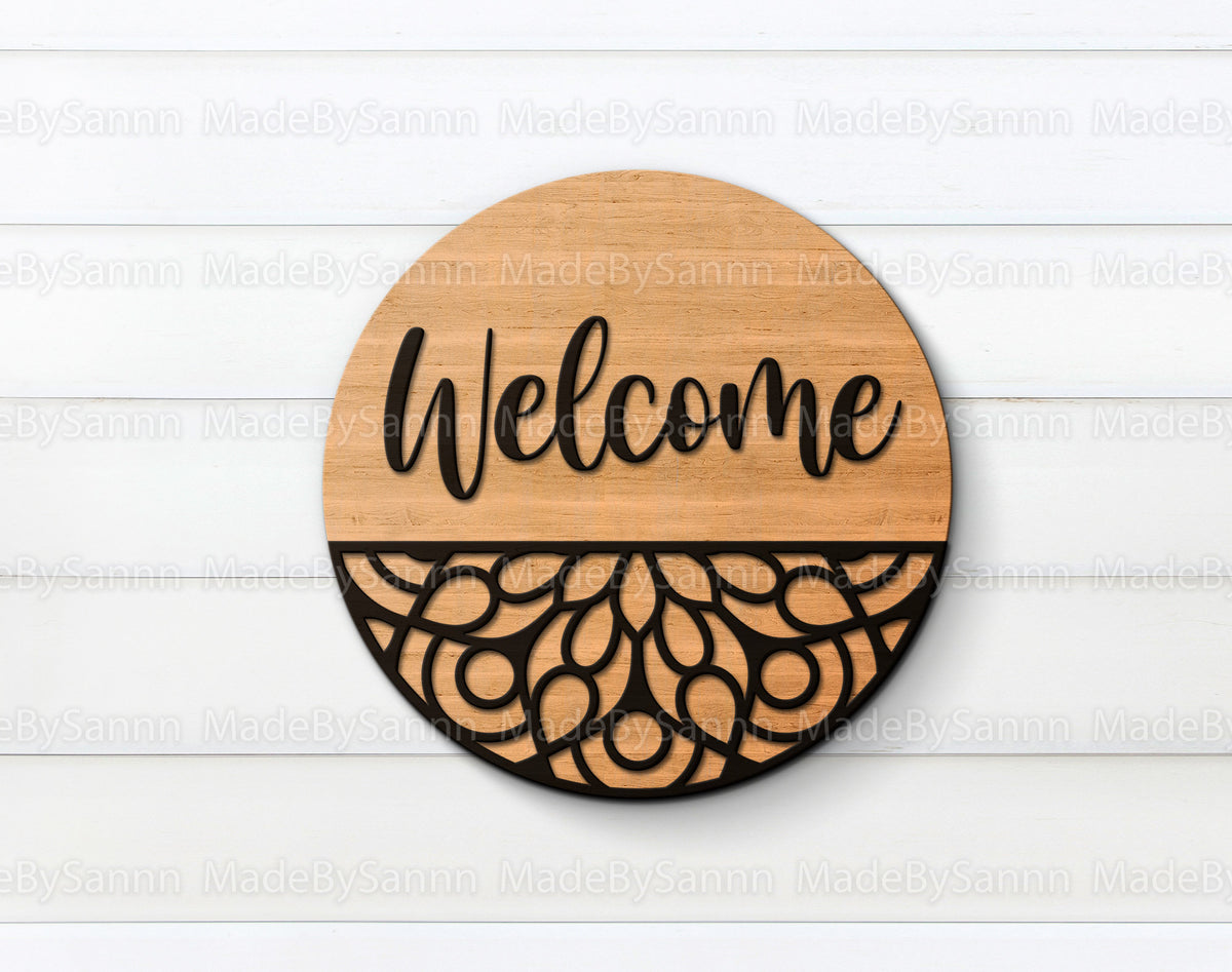 Patterned Door Hanger Svg, Door Hanger Bundle Svg, Welcome Sign SVG, SVG Template Bundle, Glowforge File, Vector File, Wood Cutting dxf, eps