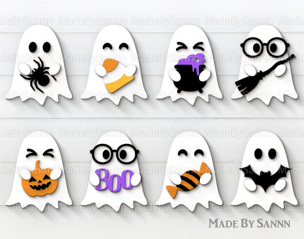 Cute Ghosts Bundle SVG, Halloween svg, Ghost Bundle svg, Halloween Laser Cut Files, Glowforge Halloween Bundle Svg, Halloween sign cut file