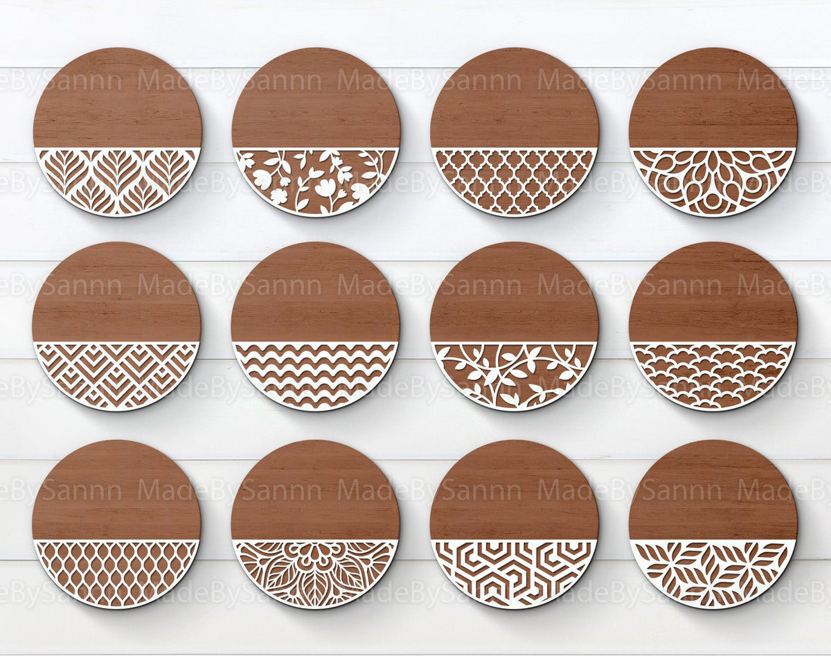 Patterned Door Hanger Svg, Door Hanger Bundle Svg, Welcome Sign SVG, SVG Template Bundle,  File, Vector File, Wood Cutting dxf, eps