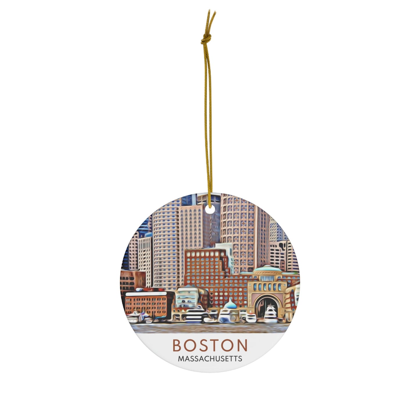 Boston Christmas Ornament, Massachusetts Travel Souvenir, Holiday Gift