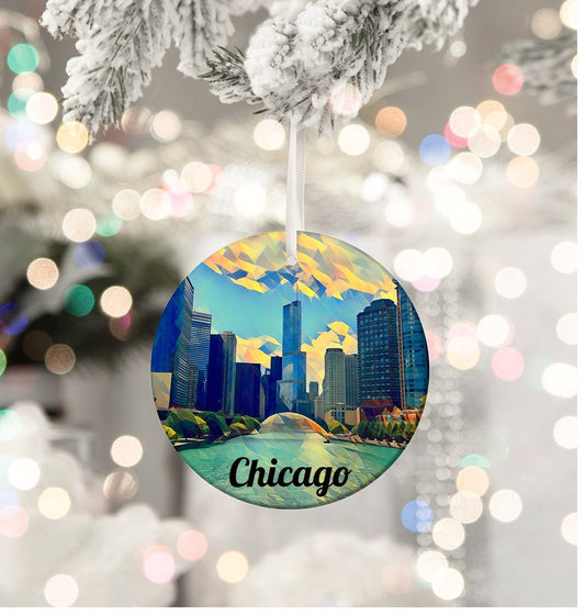 Chicago Ornament, Chicago Christmas, Christmas Gift, Christmas Ornament, Tree Ornament, Newlywed Ornament, Housewarming Gift, Chicago Gift