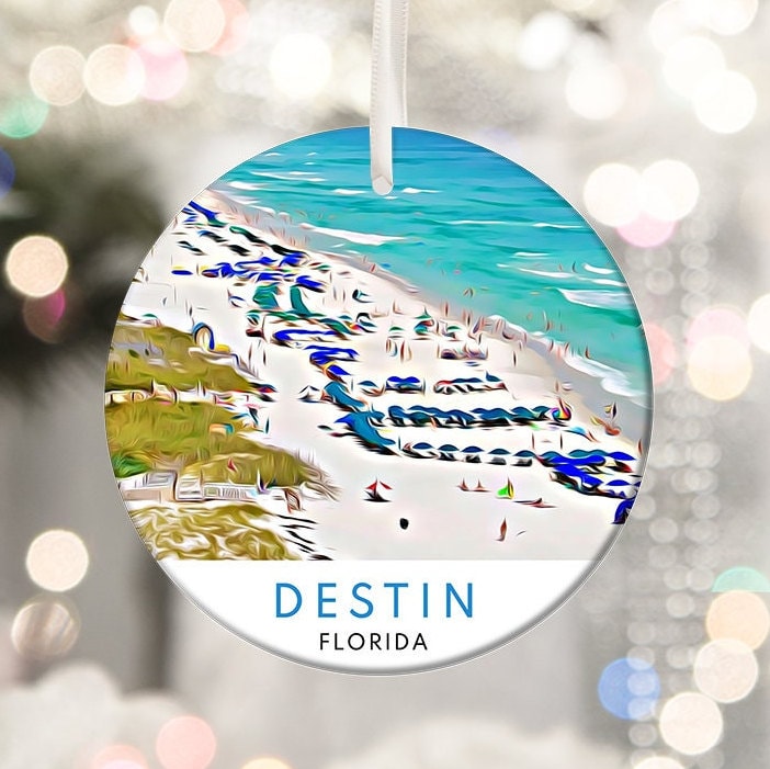 Destin Florida Christmas Ornament, Beach Vacation Souvenir, Holiday Gift