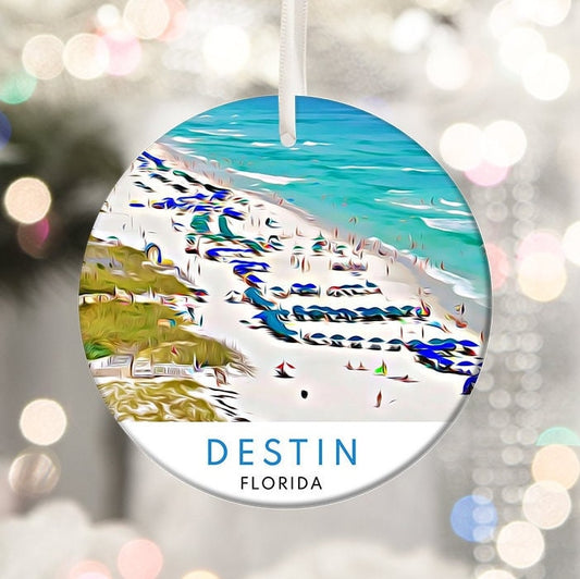 Destin Florida Christmas Ornament, Beach Vacation Souvenir, Holiday Gift