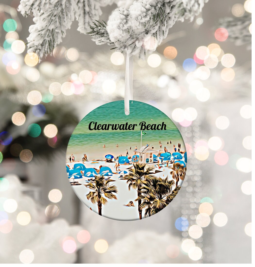 Clearwater Beach Florida Ornament, Beach Travel Souvenir, Holiday Decor