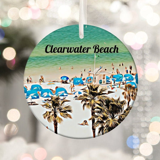 Clearwater Beach Florida Ornament, Beach Travel Souvenir, Holiday Decor