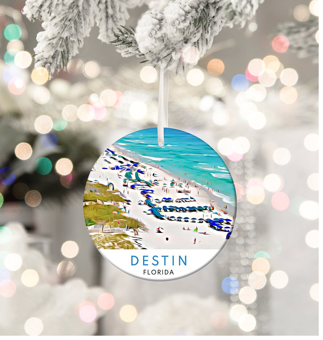 Destin Florida Christmas Ornament, Beach Vacation Souvenir, Holiday Gift