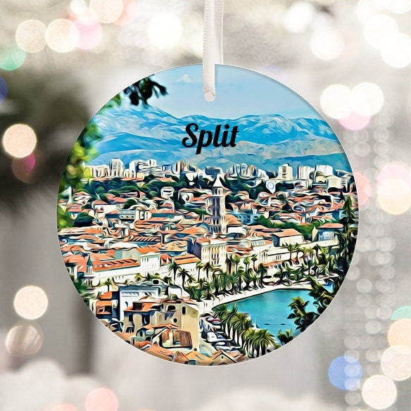 Split Croatia Travel Ornament, Coastal Souvenir, Holiday Decor