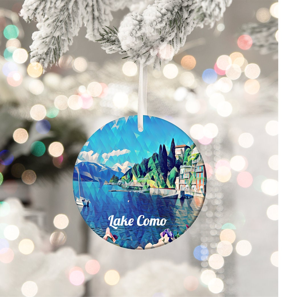 Lake Como Christmas Ornament, Italy Travel Souvenir, Holiday Gift