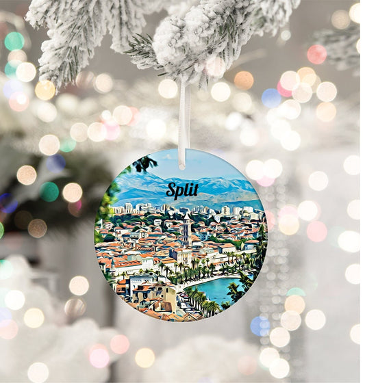 Split Croatia Travel Ornament, Coastal Souvenir, Holiday Decor