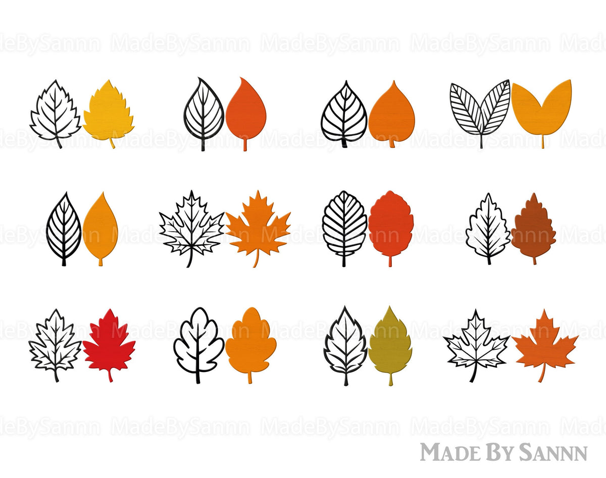 Fall Leaves SVG, Fall Svg, Fall Leaf Svg Bundle, Fall Png, Autumn Svg, Glowforge Leafs Files svg dxf, Halloween svg, Leaves Cut Outs