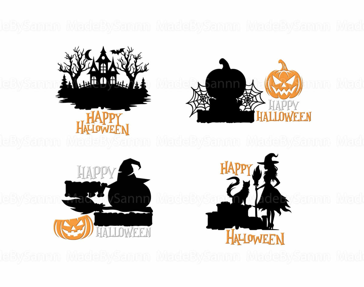 Halloween Door Hanger Bundle Svg, Halloween Welcome Sign Svg, Halloween Pumpkin, Happy Halloween Svg, Halloween Glowforge File, Witch Svg