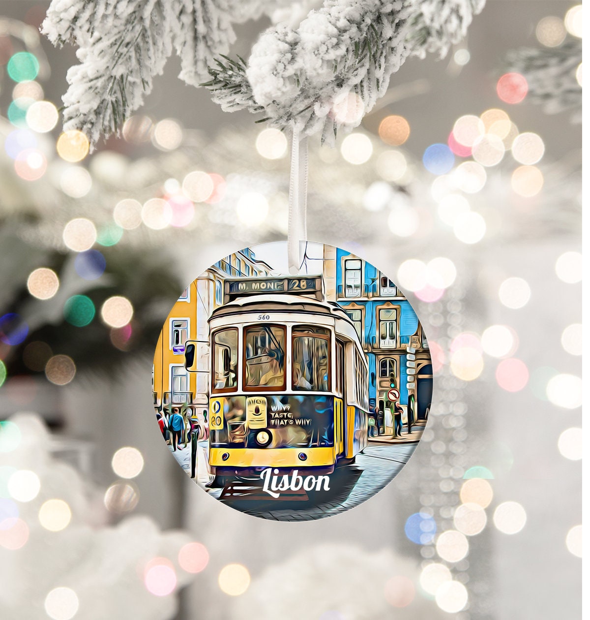 Lisbon Portugal Christmas Ornament, European Travel Souvenir, Holiday Gift