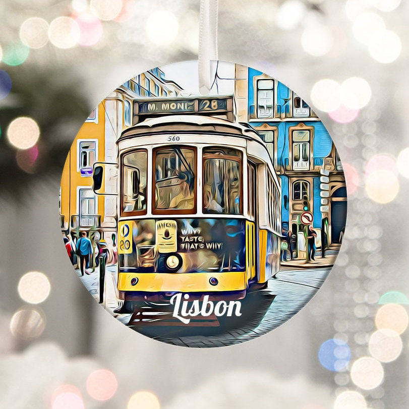 Lisbon Portugal Christmas Ornament, European Travel Souvenir, Holiday Gift