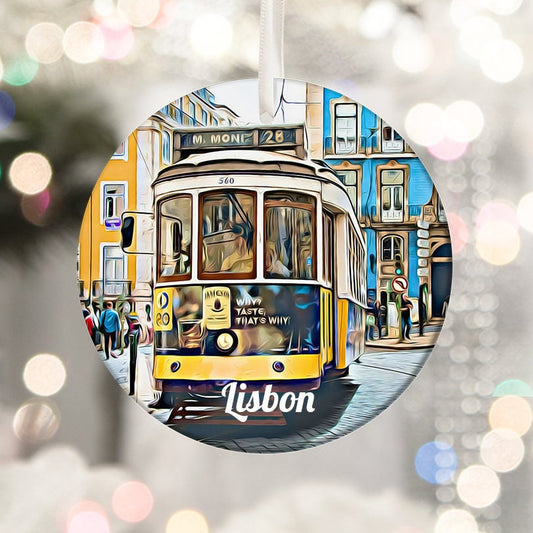 Lisbon Portugal Christmas Ornament, European Travel Souvenir, Holiday Gift
