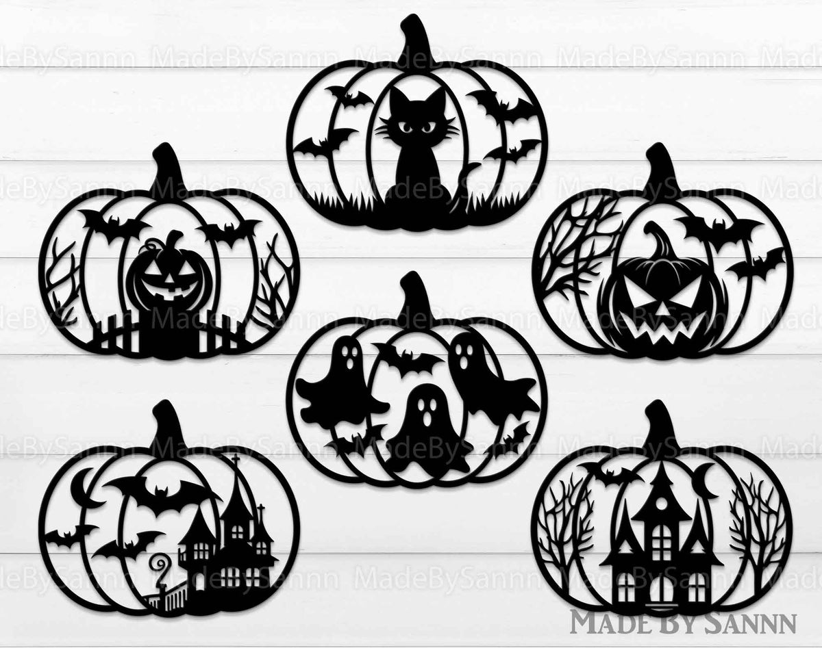 Halloween Pumpkin Bundle Svg, Pumpkins svg, Halloween Decor svg, Pumpkin Laser Cut Files, Halloween svg, Spooky Glowforge Svg, Black Cat Svg