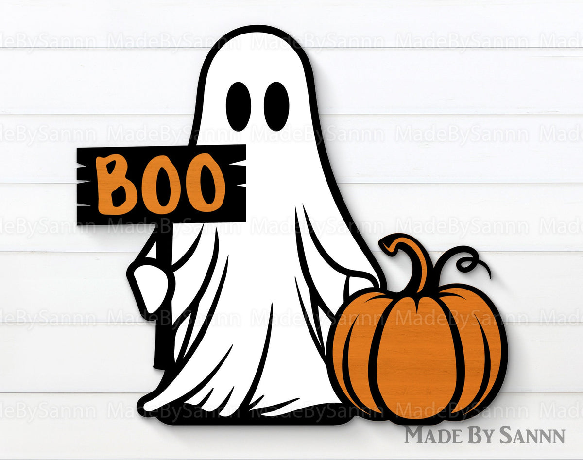 Cute Ghost with Pumpkin SVG, Ghost Decor Svg, Halloween svg, Halloween Laser Cut Files, Pumpkin svg,  Svg, Halloween Decor, Boo Svg