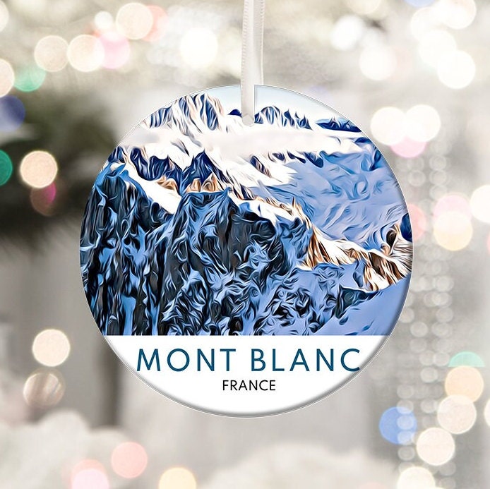 Mont Blanc Christmas Ornament, Alpine Travel Souvenir, Holiday Gift
