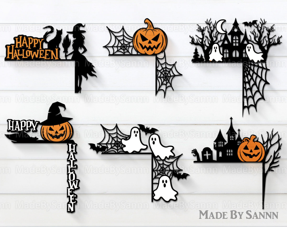 Halloween Door Corner Svg, Halloween Door Trim svg, Spooky House Svg, Halloween Home Decor, Halloween Door Hanger svg, Glowforge Halloween