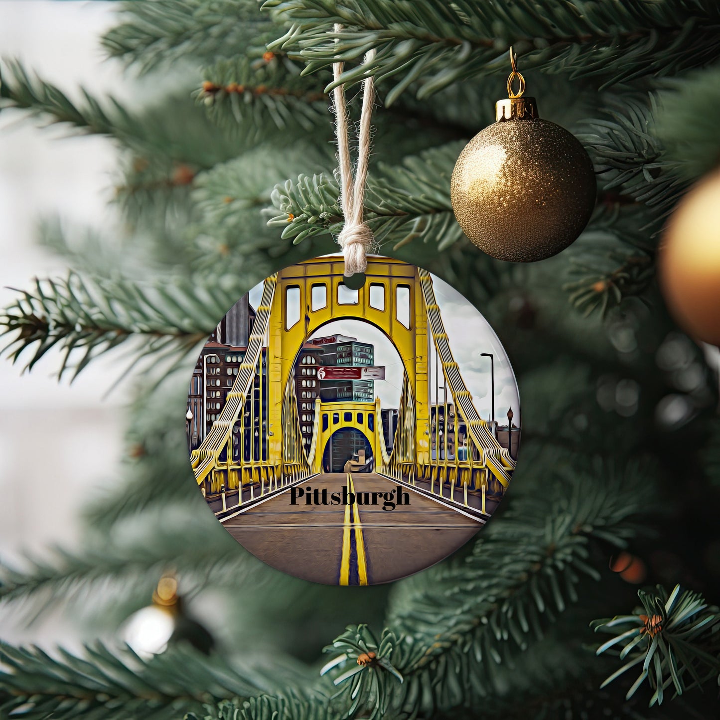Pittsburgh Ornament, Christmas Ornament, Pittsburgh Gift, Christmas Gift, Pittsburgh Christmas, Pittsburgh, Pittsburgh Travel