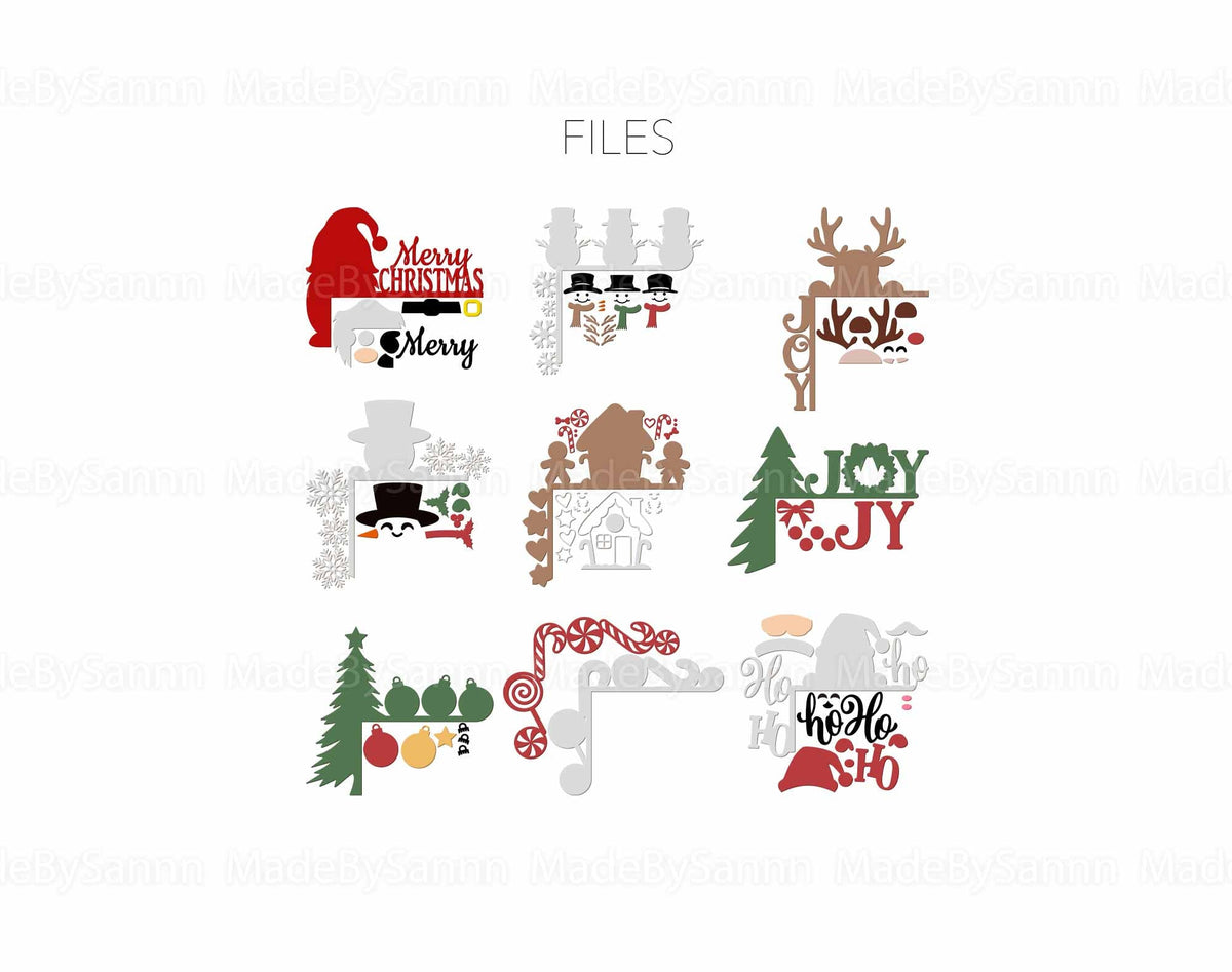 Christmas Door Corners Svg, Christmas Gnome, Gingerman Svg, Christmas Svg, Santa Svg, Christmas Laser cut, Glowforge Svg, Holiday Door Decor