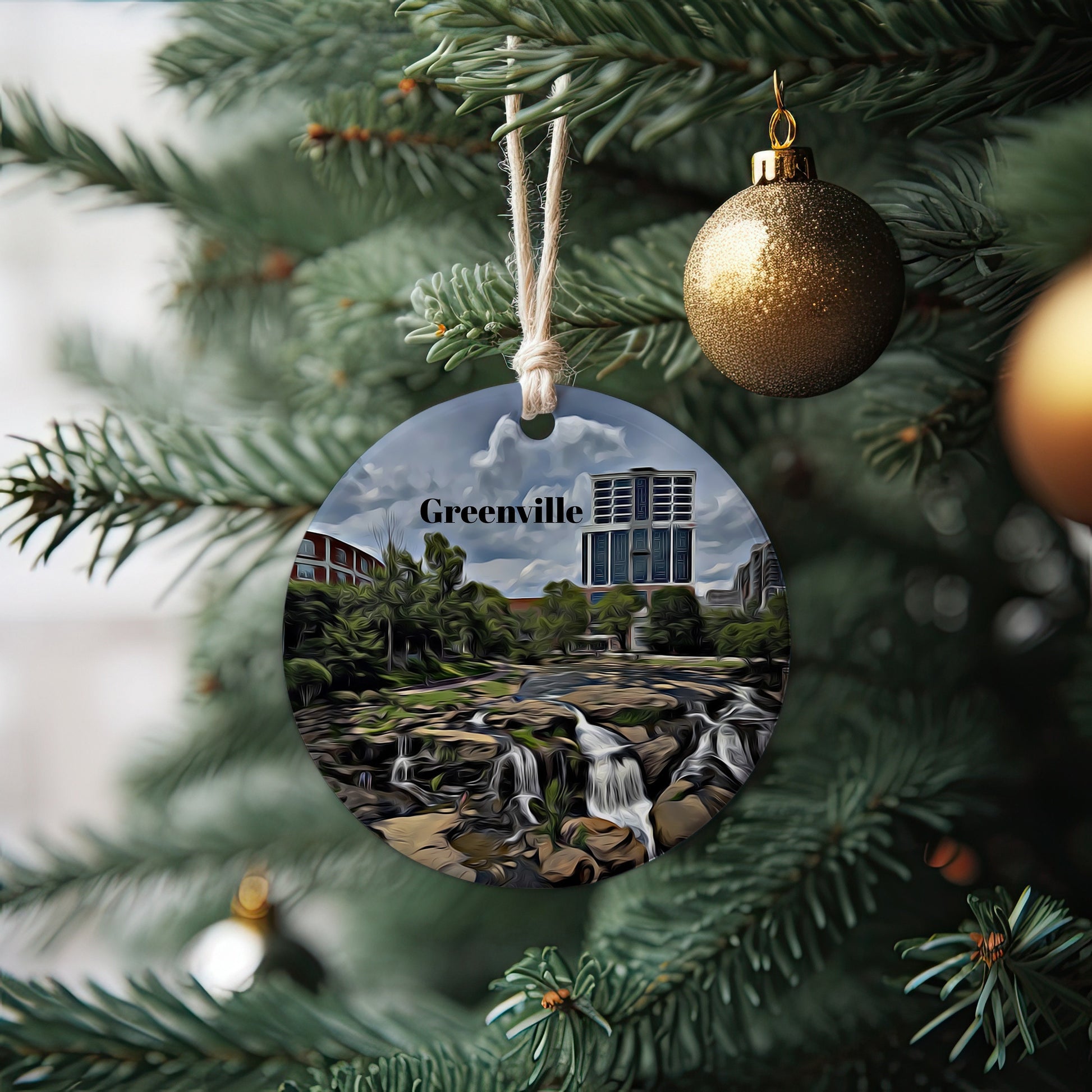 Greenville Christmas Ornament, Christmas Gift, Greenville Gift, Greenville Travel, Christmas Decor, Greenville Souvenir, Travel Gift