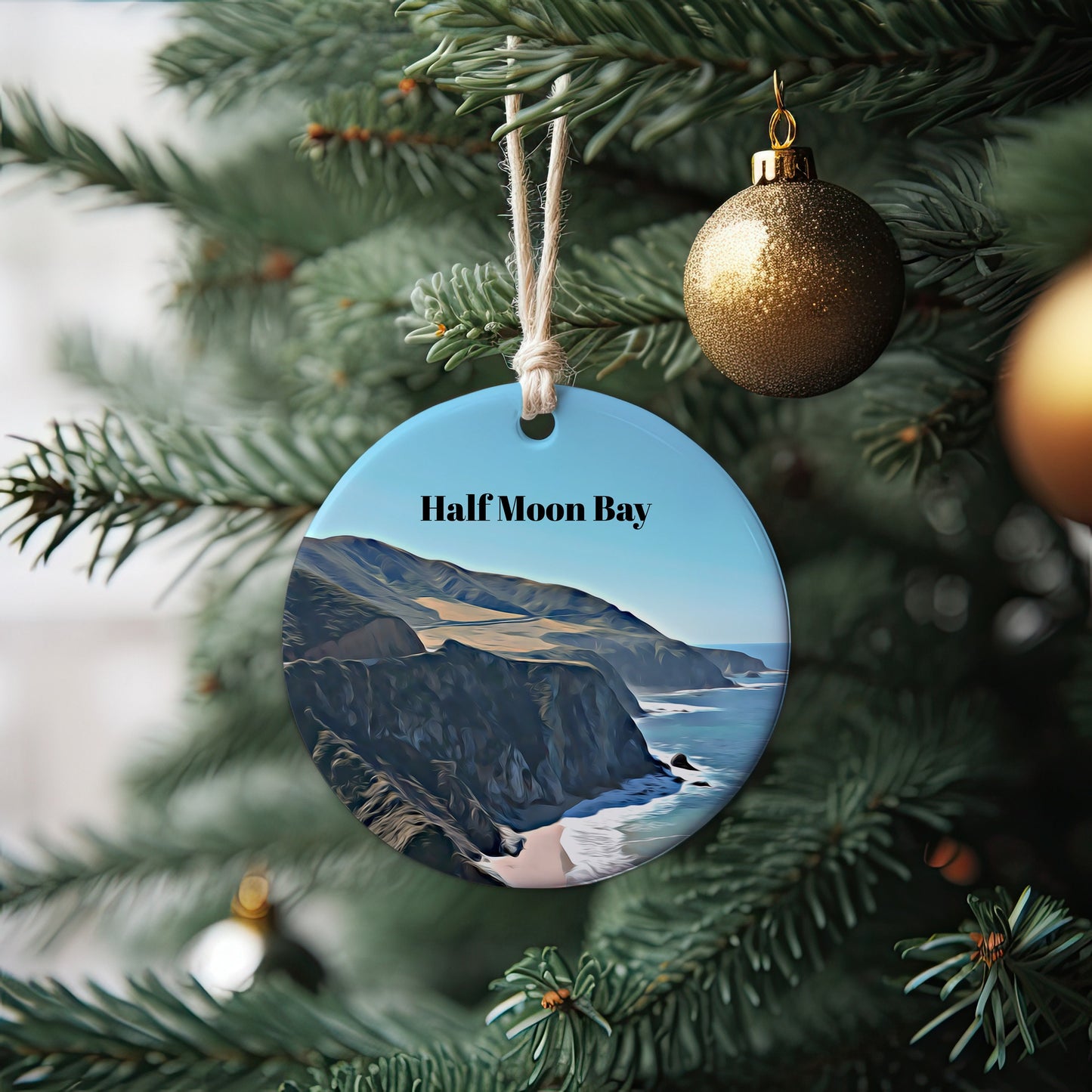 Half Moon Bay Ornament, Christmas Ornament, Half Moon Bay Gift, Christmas Gift, Christmas Decor, Half Moon Bay Souvenir, Half Moon Bay