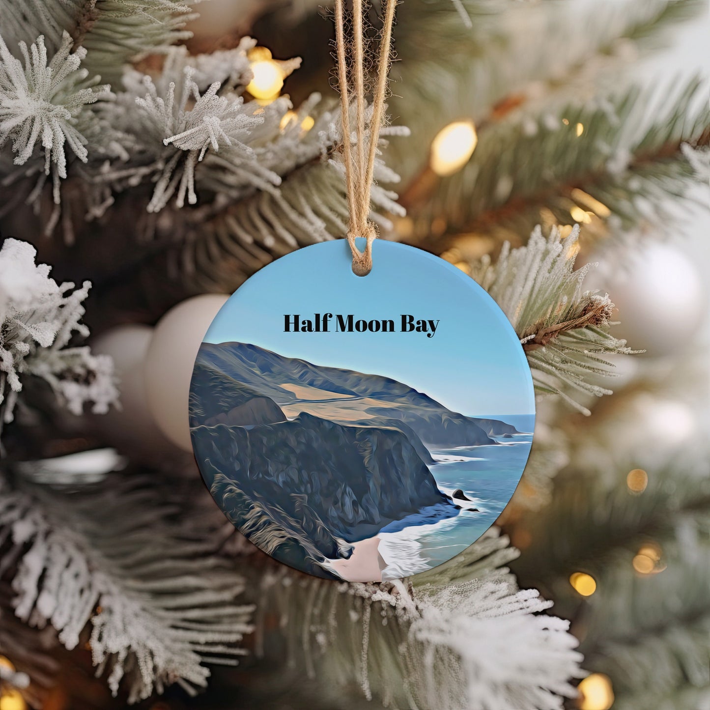 Half Moon Bay Ornament, Christmas Ornament, Half Moon Bay Gift, Christmas Gift, Christmas Decor, Half Moon Bay Souvenir, Half Moon Bay