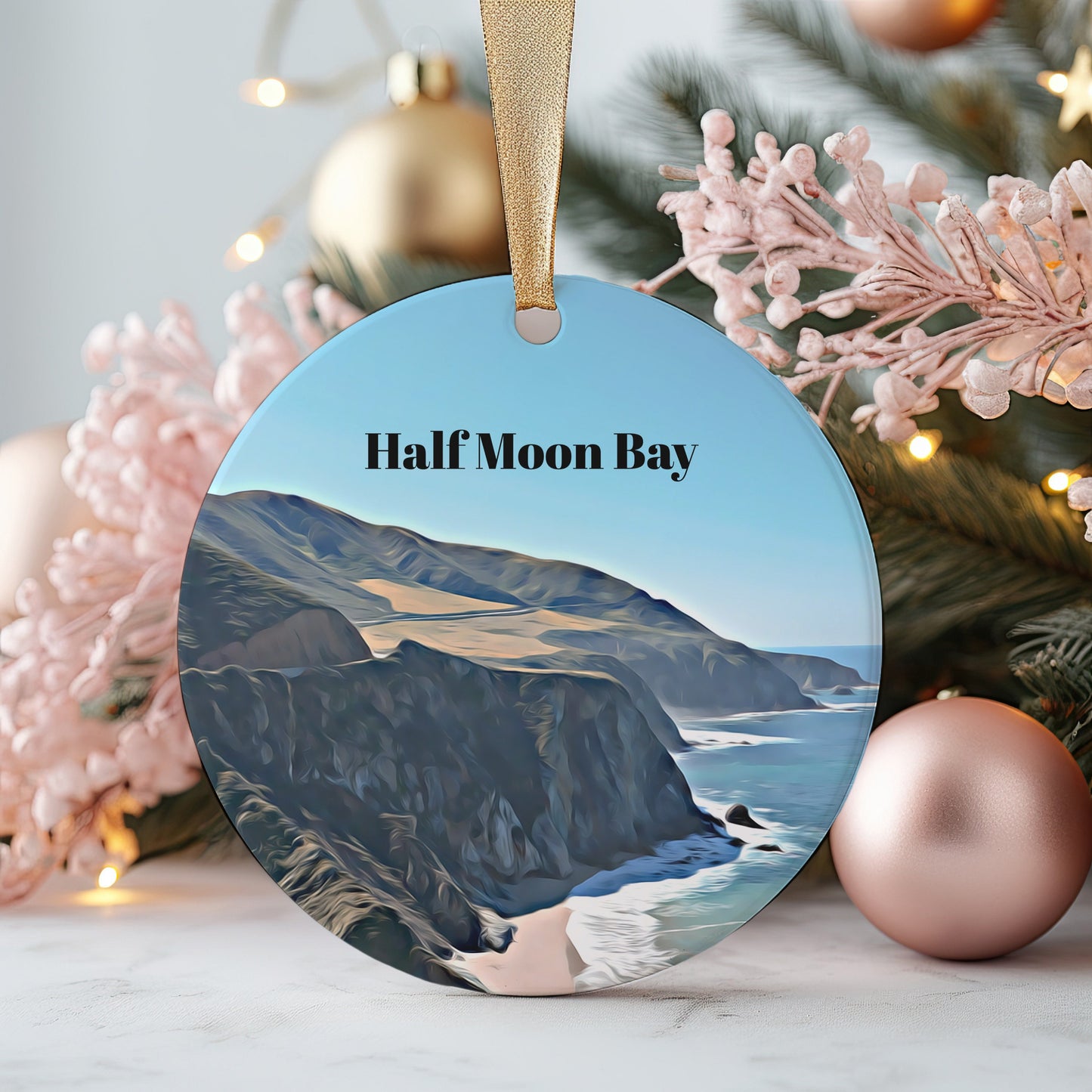 Half Moon Bay Ornament, Christmas Ornament, Half Moon Bay Gift, Christmas Gift, Christmas Decor, Half Moon Bay Souvenir, Half Moon Bay