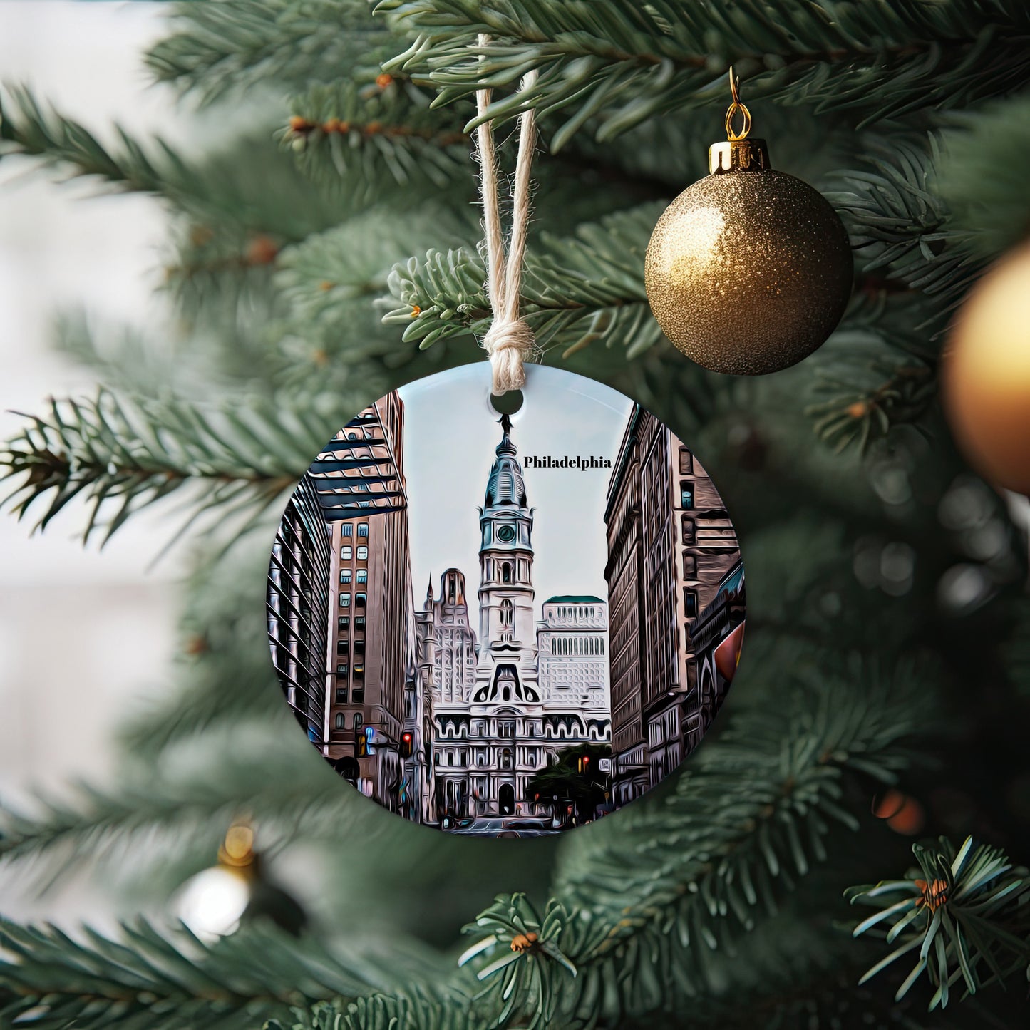 Philadelphia Christmas Ornament, Christmas Gift, Philadelphia Gift, Philadelphia Travel, Christmas Decor, Philadelphia Souvenir, Travel Gift