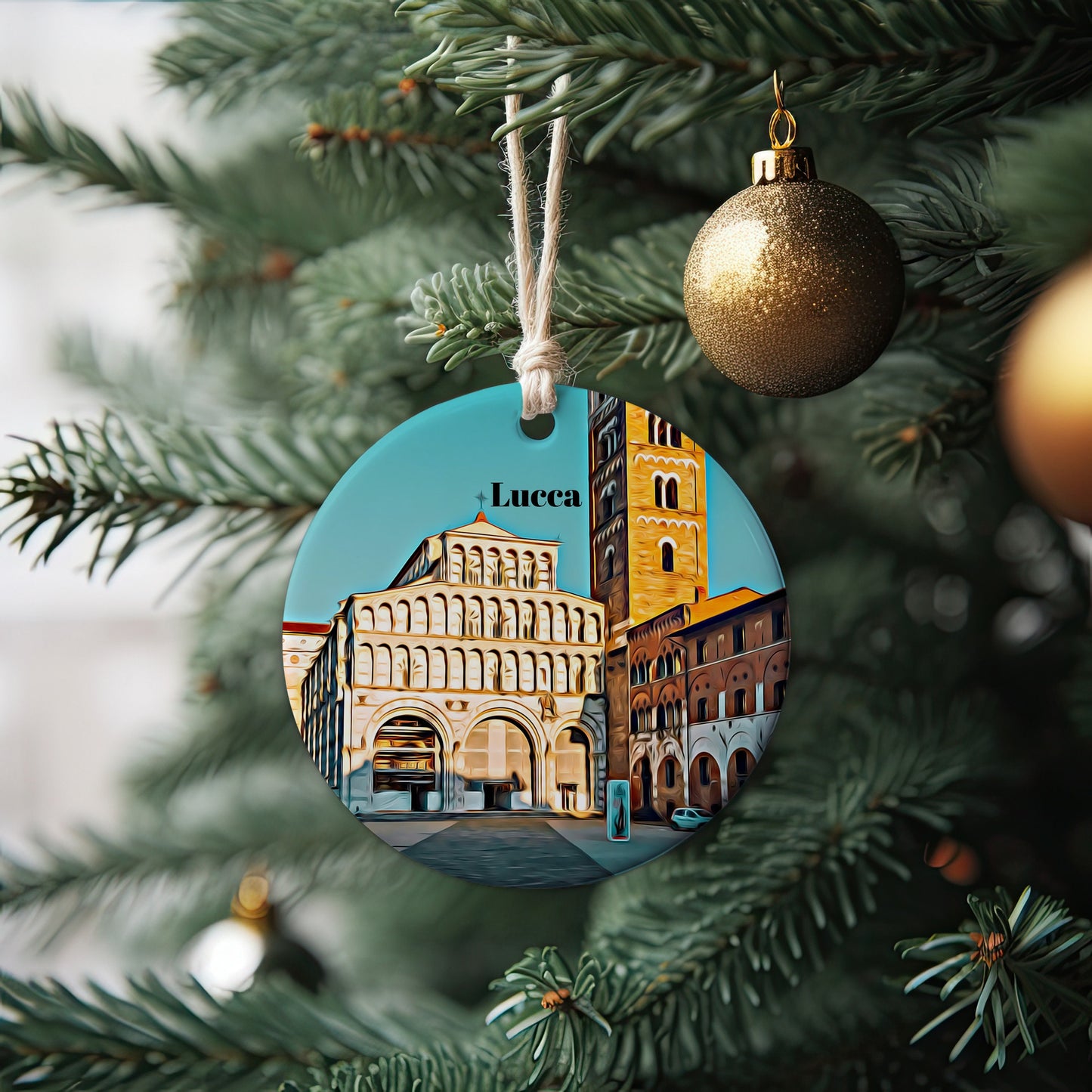 Lucca Christmas Ornament, Christmas Gift, Lucca Gift, Lucca Travel, Christmas Decor, Lucca Souvenir, Travel Gift, Tree Ornaments