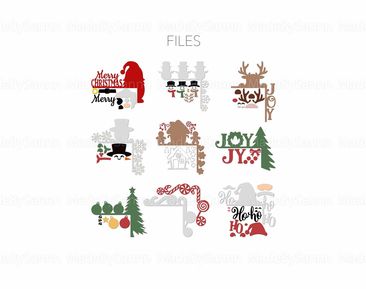 Christmas Door Corners Svg, Christmas Gnome, Gingerman Svg, Christmas Svg, Santa Svg, Christmas Laser cut, Glowforge Svg, Holiday Door Decor