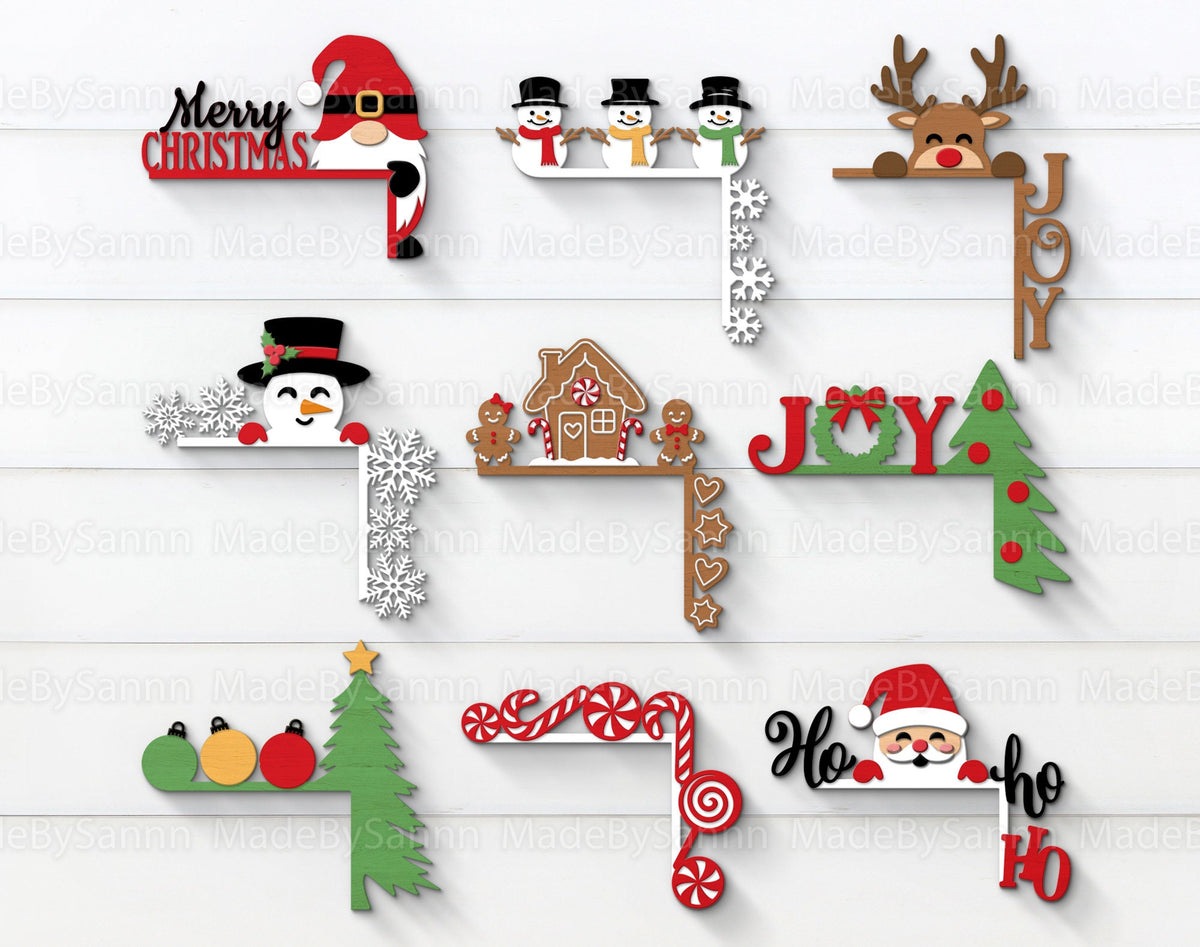 Christmas Door Corners Svg, Christmas Gnome, Gingerman Svg, Christmas Svg, Santa Svg, Christmas Laser cut,  Svg, Holiday Door Decor