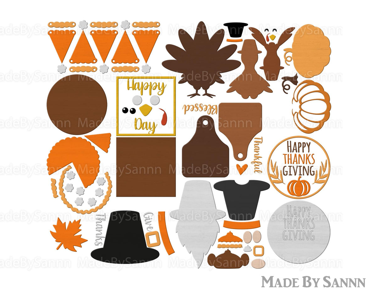 Thanksgiving Tiered Tray Svg, Thanksgiving Gnome, Turkey Svg, Autumn Glowforge Svg, Fall Laser Cut File, Pumpkin Svg, Tiered Tray decor