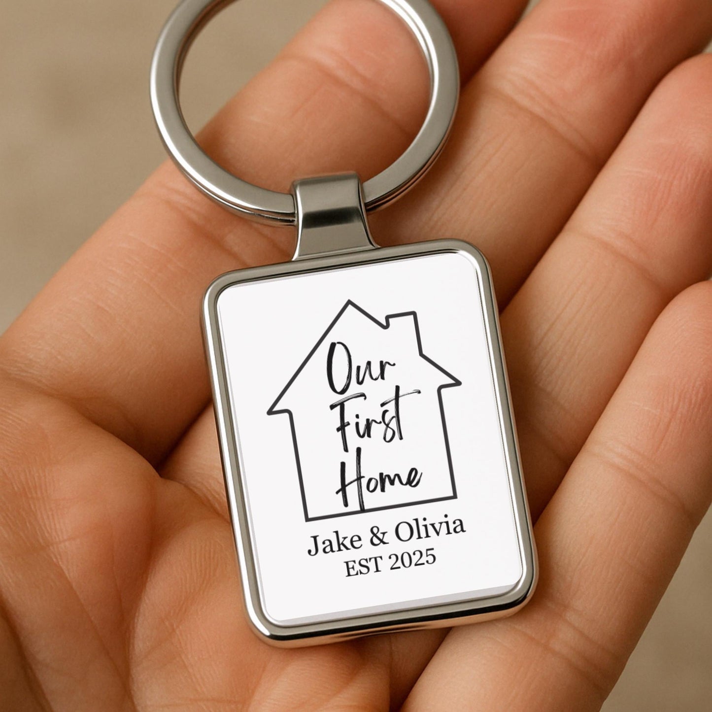 Personalized New Home Photo Keychain, Housewarming Gift