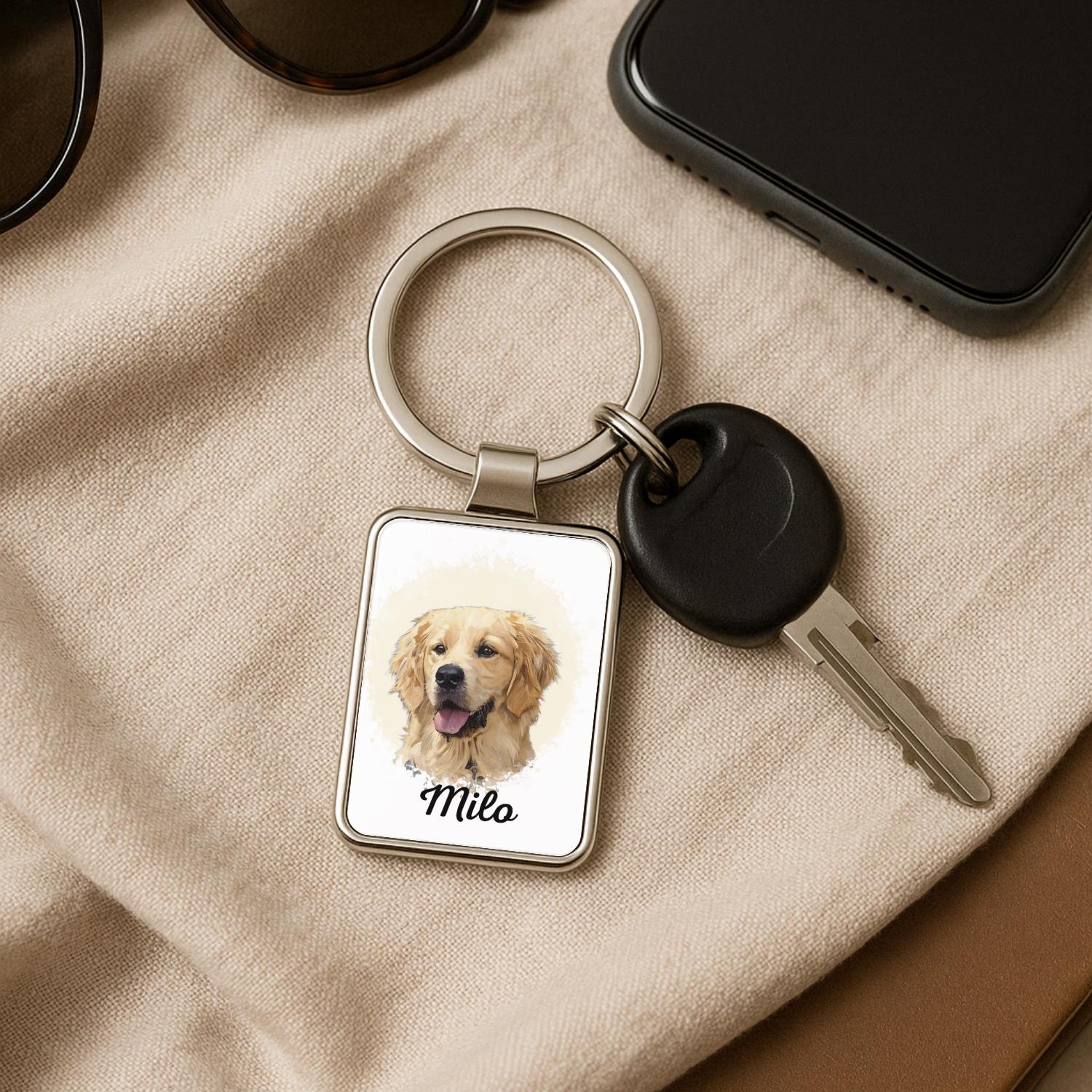 Personalized Pet Keychain, Custom Pet Keychain, Watercolor Pet Portrait, Pet Memorial Gift, Dog Keychain, Gift for Pet Lovers, Pet Gift