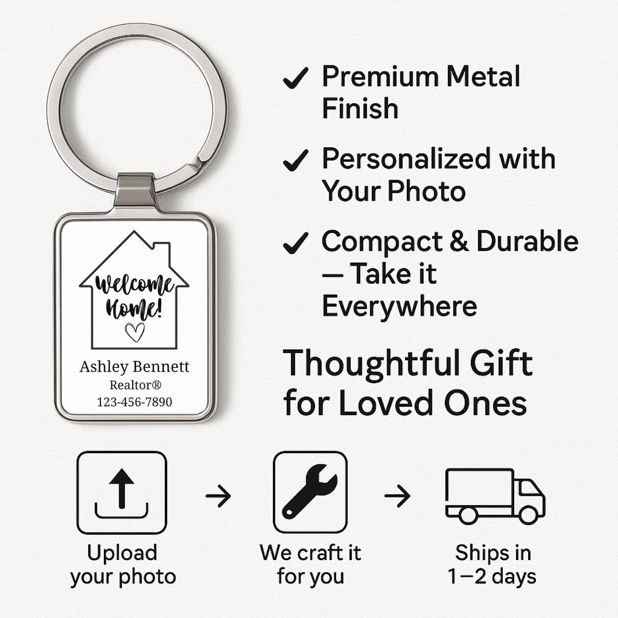BULK Welcome Home METAL Keychain Realtor Closing Gift