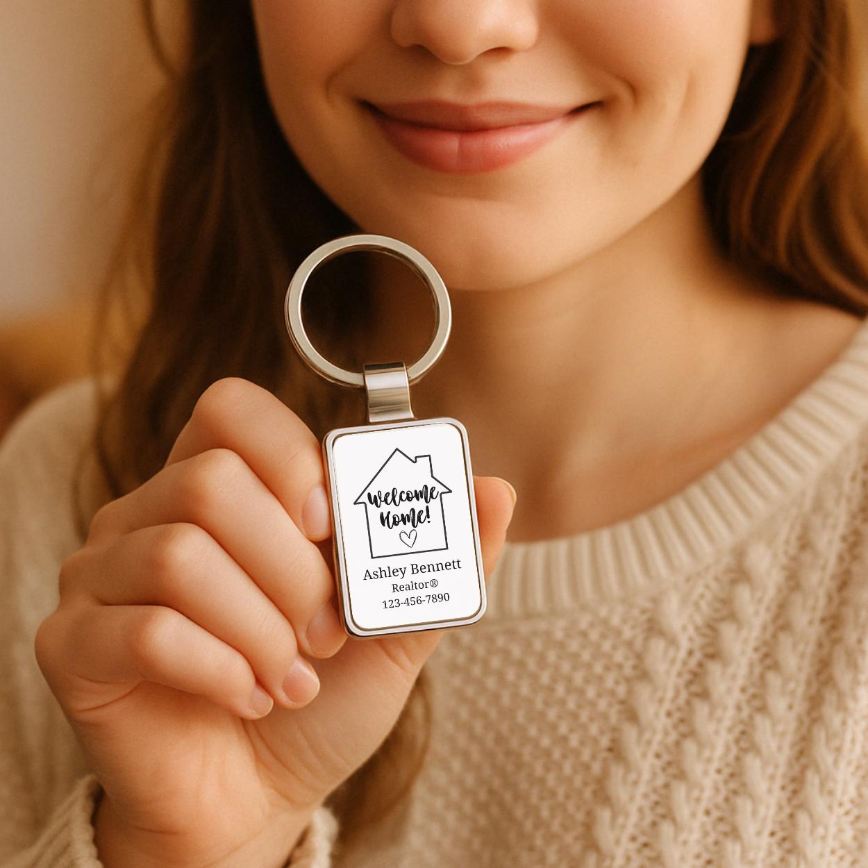 BULK Welcome Home METAL Keychain Realtor Closing Gift