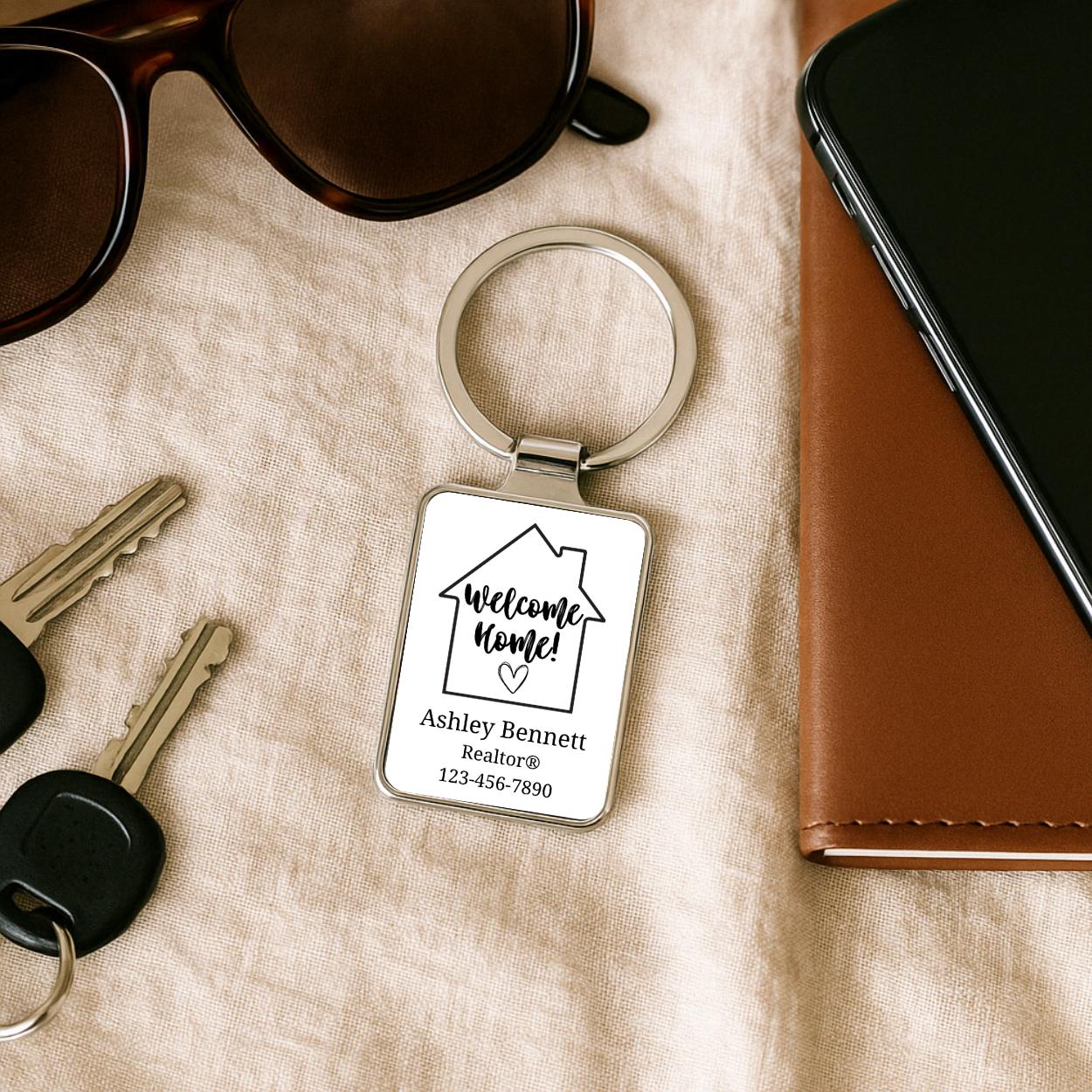 BULK Welcome Home METAL Keychain Realtor Closing Gift