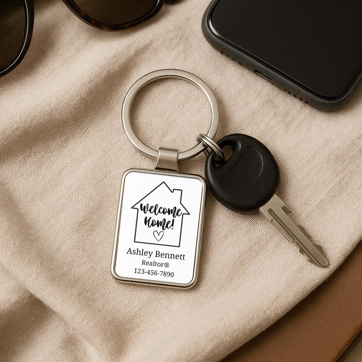 BULK Welcome Home METAL Keychain Realtor Closing Gift