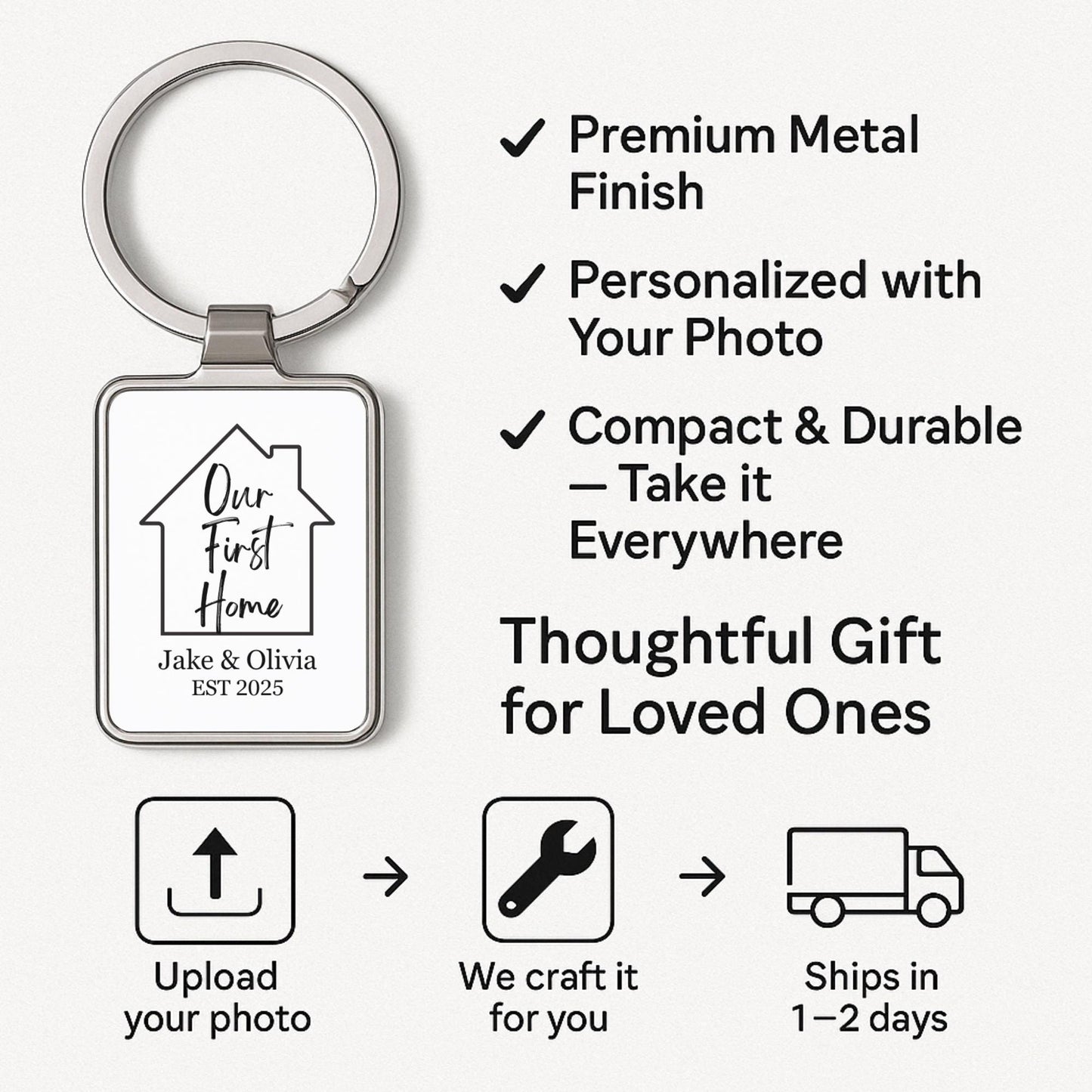 Personalized New Home Photo Keychain, Housewarming Gift
