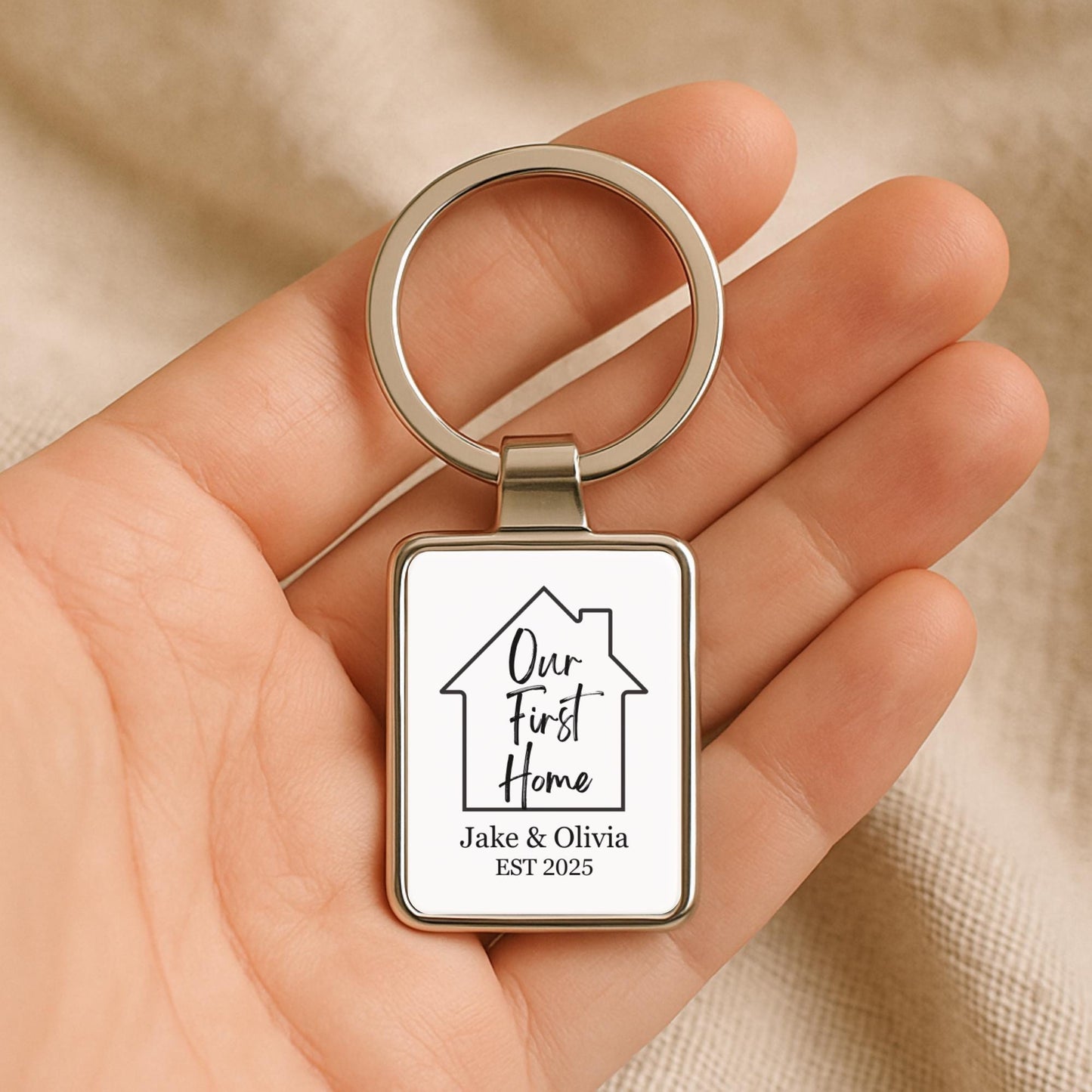 Personalized New Home Photo Keychain, Housewarming Gift