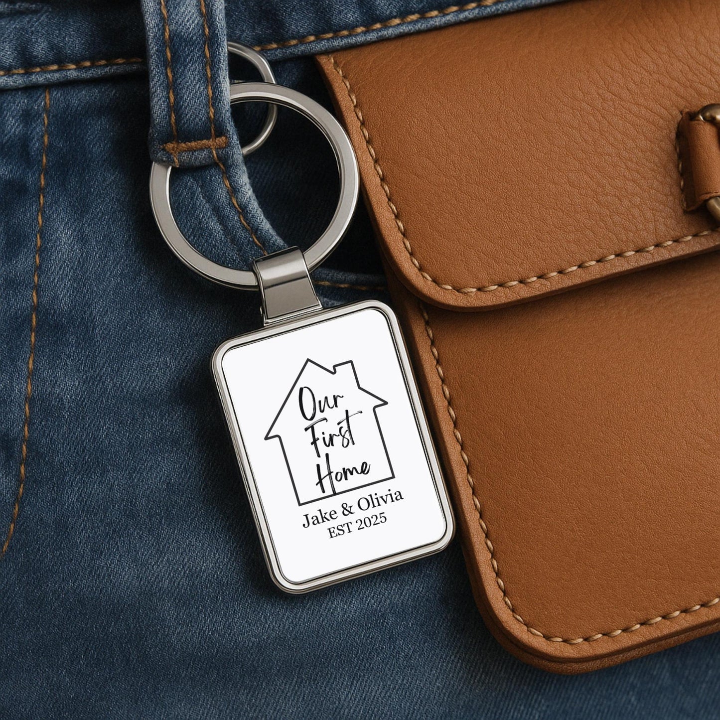 Personalized New Home Photo Keychain, Housewarming Gift