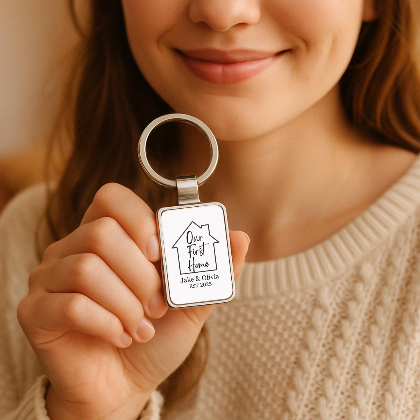 Personalized New Home Photo Keychain, Housewarming Gift