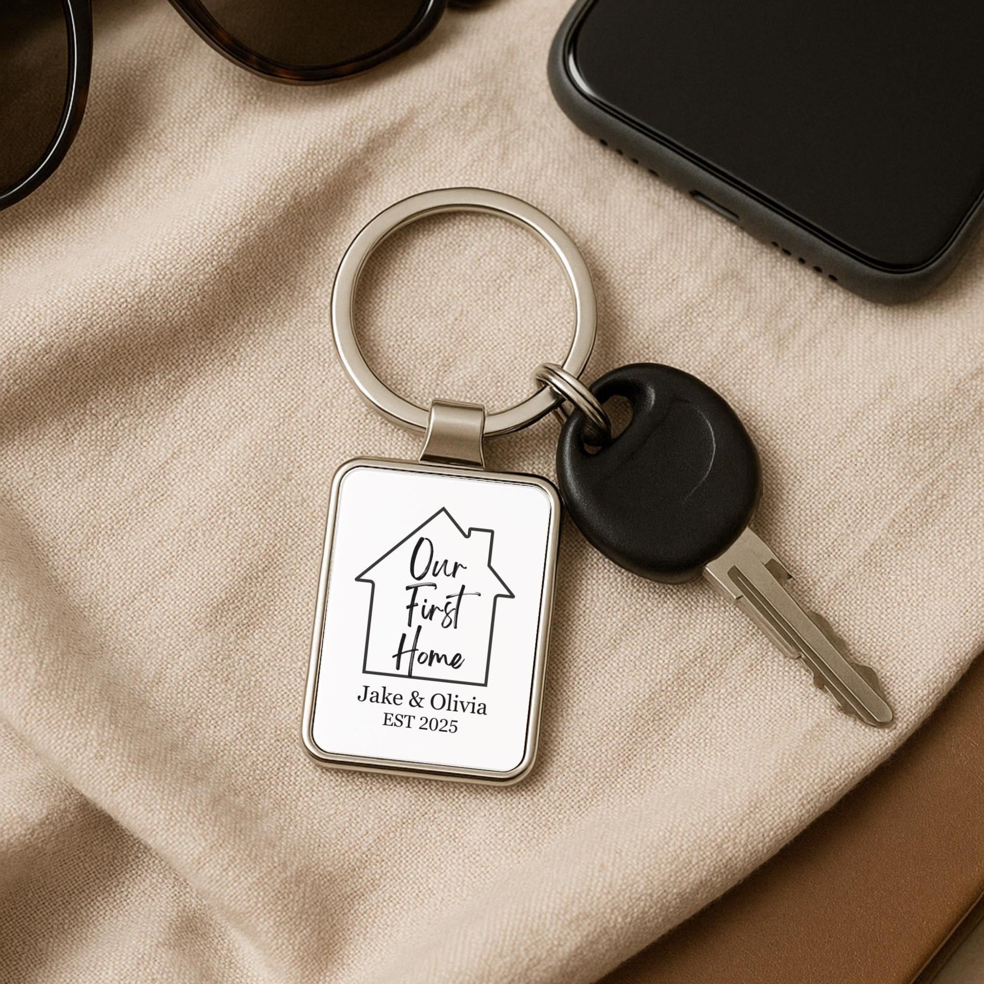 Personalized New Home Photo Keychain, Housewarming Gift